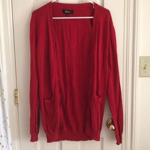 Fire engine red cardigan with pockets!